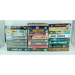 Lot of 25 Medium-Box PC Games – Far Cry / Area 51 / Enemy Territory / Hitman